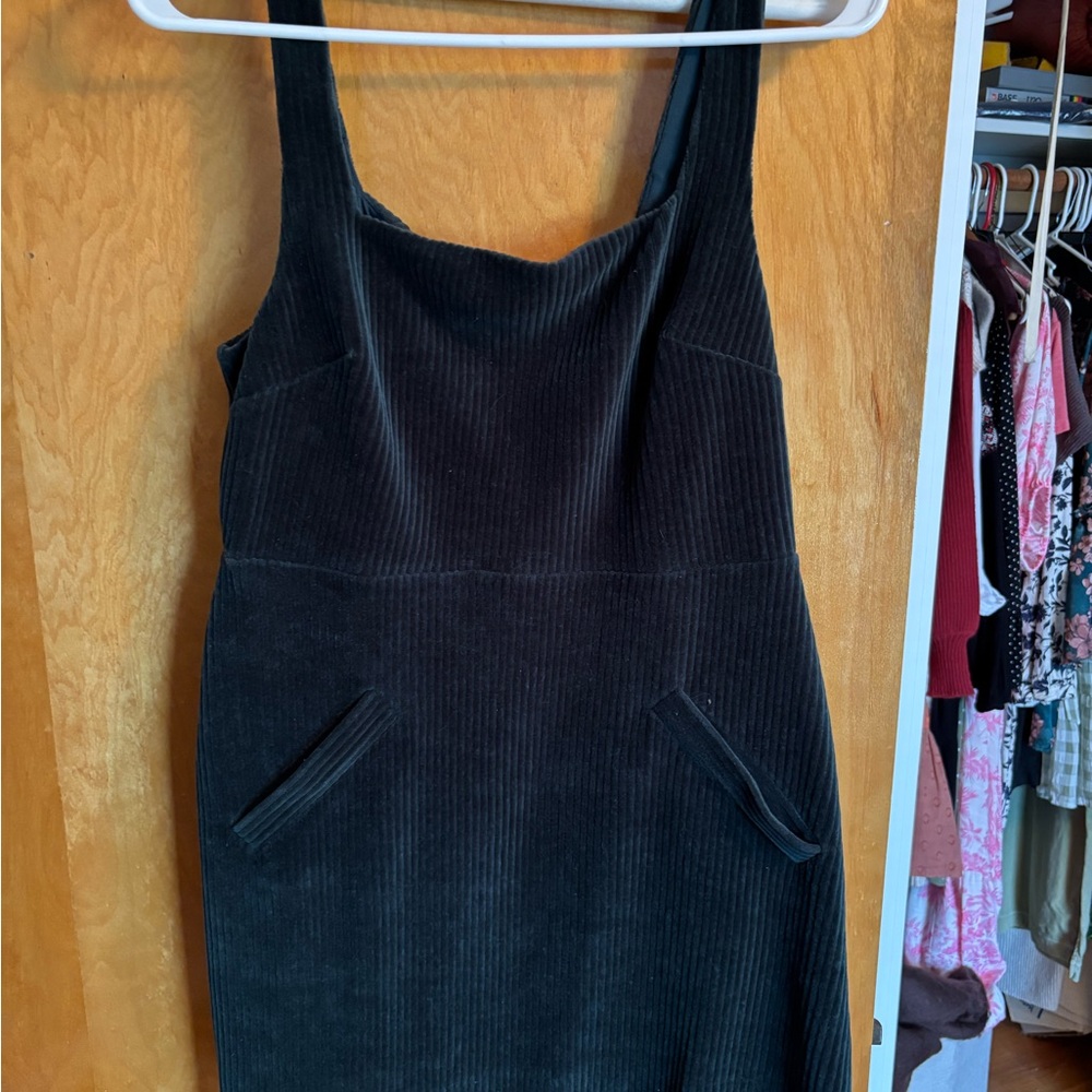 Elegant Black Corduroy Dress